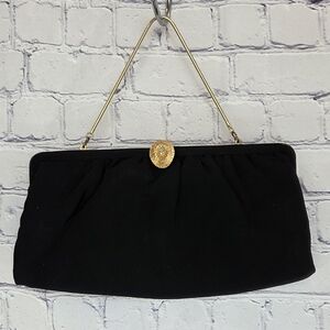Vintage 1950s Elegant Black Clutch Bag